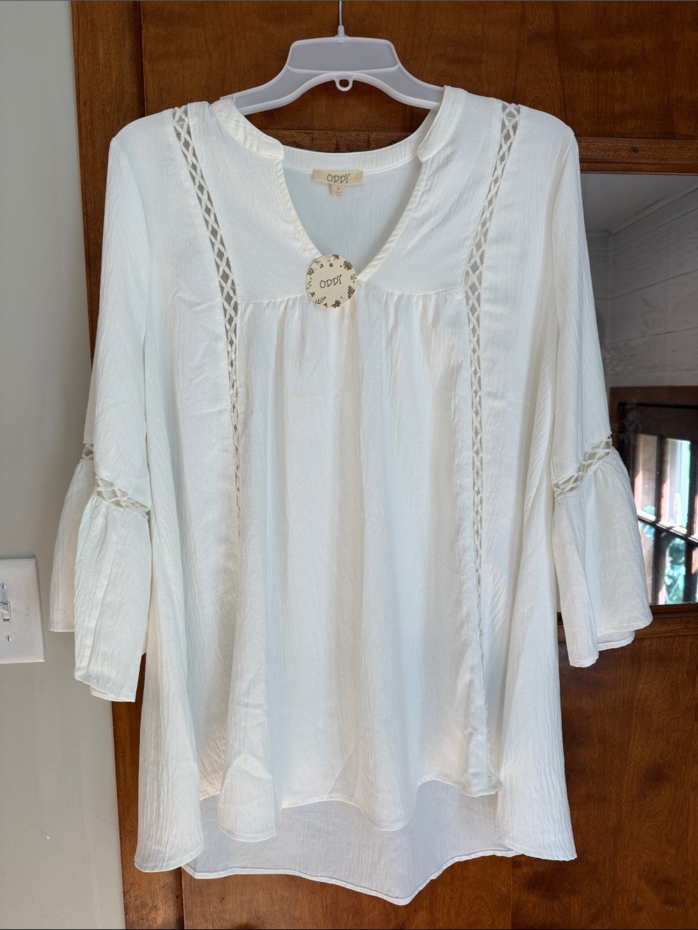 Women's White Boho Crochet Trim Peasant Dress